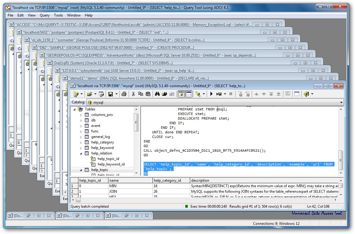 Click to view Query Tool (using ADO) 6.1.9.1 screenshot